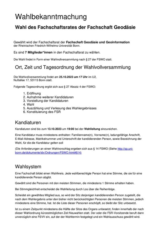 Wahlbekanntmachung